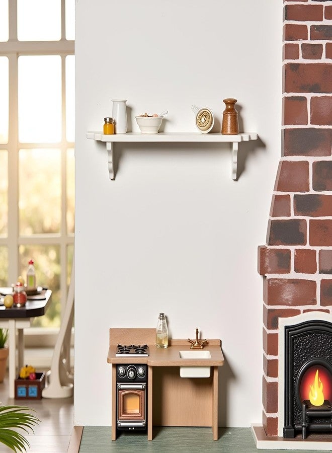 Cauaoa 2 Pcs White Dollhouse Wall Shelf, 1:12 Scale Dollhouse Miniatures Display Shelf Wall Shelf White Dolls Accessories Dollhouse Decoration - Image 4
